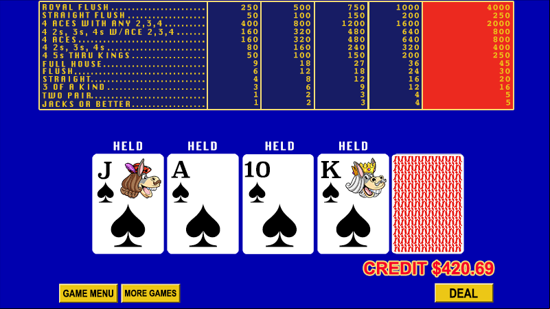 Video Poker Screen