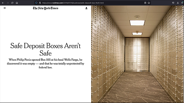 NYT Article: Safe Deposit Boxes Aren't Safe