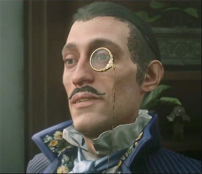 Algernon Wasp wearing his signature monocle